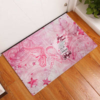 Breast Cancer Awareness Month Rubber Doormat Butterfly Polynesia Watercolor Pink
