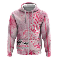 Breast Cancer Awareness Month Zip Hoodie Butterfly Polynesia Watercolor Pink
