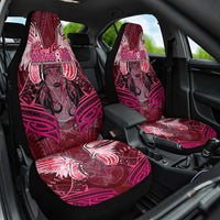 Breast Cancer Warrior Car Seat Cover Angel Wings Polynesian Pattern
