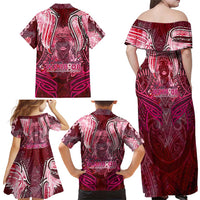 Breast Cancer Warrior Family Matching Off Shoulder Maxi Dress and Hawaiian Shirt Angel Wings Polynesian Pattern DT02 - Polynesian Pride