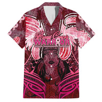 Breast Cancer Warrior Family Matching Tank Maxi Dress and Hawaiian Shirt Angel Wings Polynesian Pattern DT02 Dad's Shirt - Short Sleeve Pink - Polynesian Pride