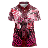 Breast Cancer Warrior Women Polo Shirt Angel Wings Polynesian Pattern