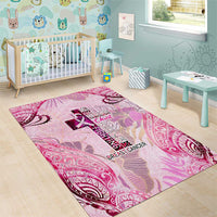 Breast Cancer Polynesian Area Rug I Can Do All Things Through Christ