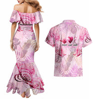 Breast Cancer Polynesian Couples Matching Mermaid Dress and Hawaiian Shirt I Can Do All Things Through Christ DT02 - Polynesian Pride