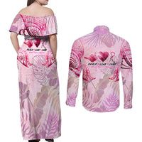 Breast Cancer Polynesian Couples Matching Off Shoulder Maxi Dress and Long Sleeve Button Shirt I Can Do All Things Through Christ