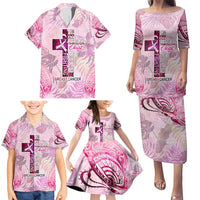 Breast Cancer Polynesian Family Matching Puletasi and Hawaiian Shirt I Can Do All Things Through Christ DT02 - Polynesian Pride