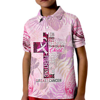 Breast Cancer Polynesian Kid Polo Shirt I Can Do All Things Through Christ DT02 Kid Pink - Polynesian Pride