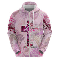 Breast Cancer Polynesian Zip Hoodie I Can Do All Things Through Christ
