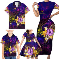Wallis and Futuna Family Matching Short Sleeve Bodycon Dress and Hawaiian Shirt Whale Hibiscus Polynesian DT02 - Polynesian Pride