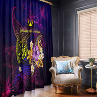 Wallis and Futuna Window Curtain Whale Hibiscus Polynesian