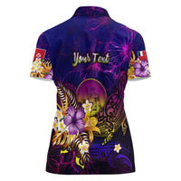 Wallis and Futuna Women Polo Shirt Whale Hibiscus Polynesian