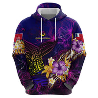 Wallis and Futuna Zip Hoodie Whale Hibiscus Polynesian