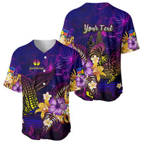 New Caledonia Baseball Jersey Whale Hibiscus Polynesian DT02 - Polynesian Pride