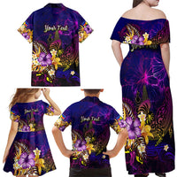 New Caledonia Family Matching Off Shoulder Maxi Dress and Hawaiian Shirt Whale Hibiscus Polynesian