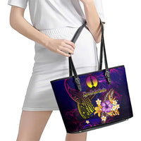 New Caledonia Leather Tote Bag Whale Hibiscus Polynesian DT02 - Polynesian Pride