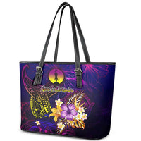 New Caledonia Leather Tote Bag Whale Hibiscus Polynesian DT02 - Polynesian Pride