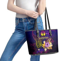 New Caledonia Leather Tote Bag Whale Hibiscus Polynesian DT02 - Polynesian Pride