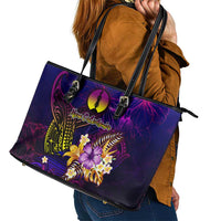 New Caledonia Leather Tote Bag Whale Hibiscus Polynesian DT02 - Polynesian Pride