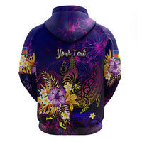 New Caledonia Zip Hoodie Whale Hibiscus Polynesian