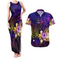 Tahiti French Polynesia Couples Matching Tank Maxi Dress and Hawaiian Shirt Whale Hibiscus Polynesian DT02 Purple - Polynesian Pride
