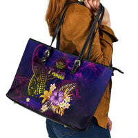 Tahiti French Polynesia Leather Tote Bag Whale Hibiscus Polynesian DT02 - Polynesian Pride