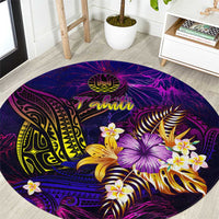 Tahiti French Polynesia Round Carpet Whale Hibiscus Polynesian DT02 Purple - Polynesian Pride