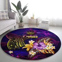 Tahiti French Polynesia Round Carpet Whale Hibiscus Polynesian DT02 - Polynesian Pride