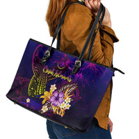Cook Islands Leather Tote Bag Whale Hibiscus Polynesian DT02 - Polynesian Pride