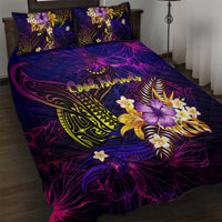 Cook Islands Quilt Bed Set Whale Hibiscus Polynesian DT02 Purple - Polynesian Pride