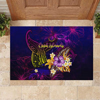 Cook Islands Rubber Doormat Whale Hibiscus Polynesian DT02 Purple - Polynesian Pride