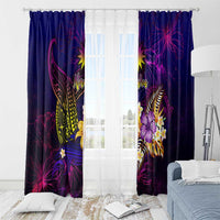 Nauru Window Curtain Whale Hibiscus Polynesian
