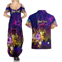 Tuvalu Couples Matching Summer Maxi Dress and Hawaiian Shirt Whale Hibiscus Polynesian