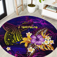 Tuvalu Round Carpet Whale Hibiscus Polynesian