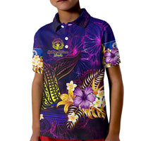 Northern Mariana Islands Kid Polo Shirt Whale Hibiscus Polynesian