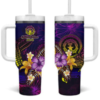 Northern Mariana Islands Tumbler With Handle Whale Hibiscus Polynesian DT02 One Size: 40 oz Purple - Polynesian Pride