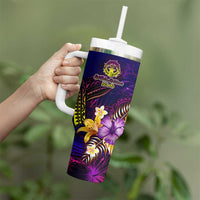 Northern Mariana Islands Tumbler With Handle Whale Hibiscus Polynesian DT02 - Polynesian Pride