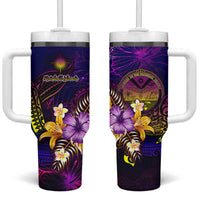 Marshall Islands Tumbler With Handle Whale Hibiscus Polynesian DT02 One Size: 40 oz Purple - Polynesian Pride