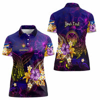 Marshall Islands Women Polo Shirt Whale Hibiscus Polynesian