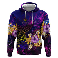 Marshall Islands Zip Hoodie Whale Hibiscus Polynesian
