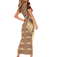 Fiji Bula Short Sleeve Bodycon Dress Tapa Pattern Design DT02 - Polynesian Pride