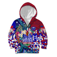 Manu Samoa Rugby 2023 Kid Hoodie Humpback Whale Hexagon Tribal Tropical Style DT02 Zip Hoodie Blue - Polynesian Pride
