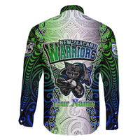 Personalised New Zealand Warriors Family Matching Off Shoulder Long Sleeve Dress and Hawaiian Shirt Maori Silver Fern Green DT02 - Polynesian Pride