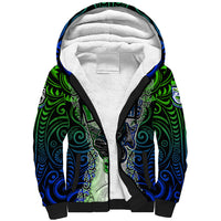 Personalised New Zealand Warriors Sherpa Hoodie Maori Silver Fern Green DT02 Unisex Green - Polynesian Pride