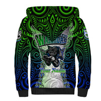 Personalised New Zealand Warriors Sherpa Hoodie Maori Silver Fern Green DT02 - Polynesian Pride