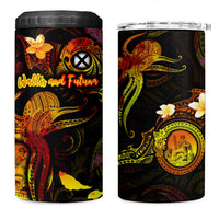 Wallis and Futuna 4 in 1 Can Cooler Tumbler Octopus Plumeria Polynesian Tattoo DT02 One Size: 16 oz Black - Polynesian Pride