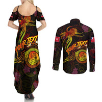 Wallis and Futuna Couples Matching Summer Maxi Dress and Long Sleeve Button Shirt Octopus Plumeria Polynesian Tattoo DT02 - Polynesian Pride
