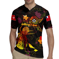 Wallis and Futuna Rugby Jersey Octopus Plumeria Polynesian Tattoo