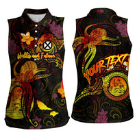 Wallis and Futuna Women Sleeveless Polo Shirt Octopus Plumeria Polynesian Tattoo DT02 - Polynesian Pride
