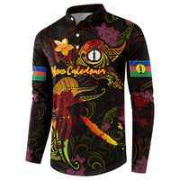 New Caledonia Button Sweatshirt Octopus Plumeria Polynesian Tattoo DT02 - Polynesian Pride