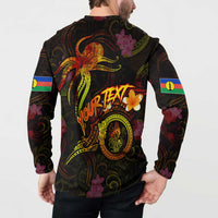 New Caledonia Button Sweatshirt Octopus Plumeria Polynesian Tattoo DT02 - Polynesian Pride